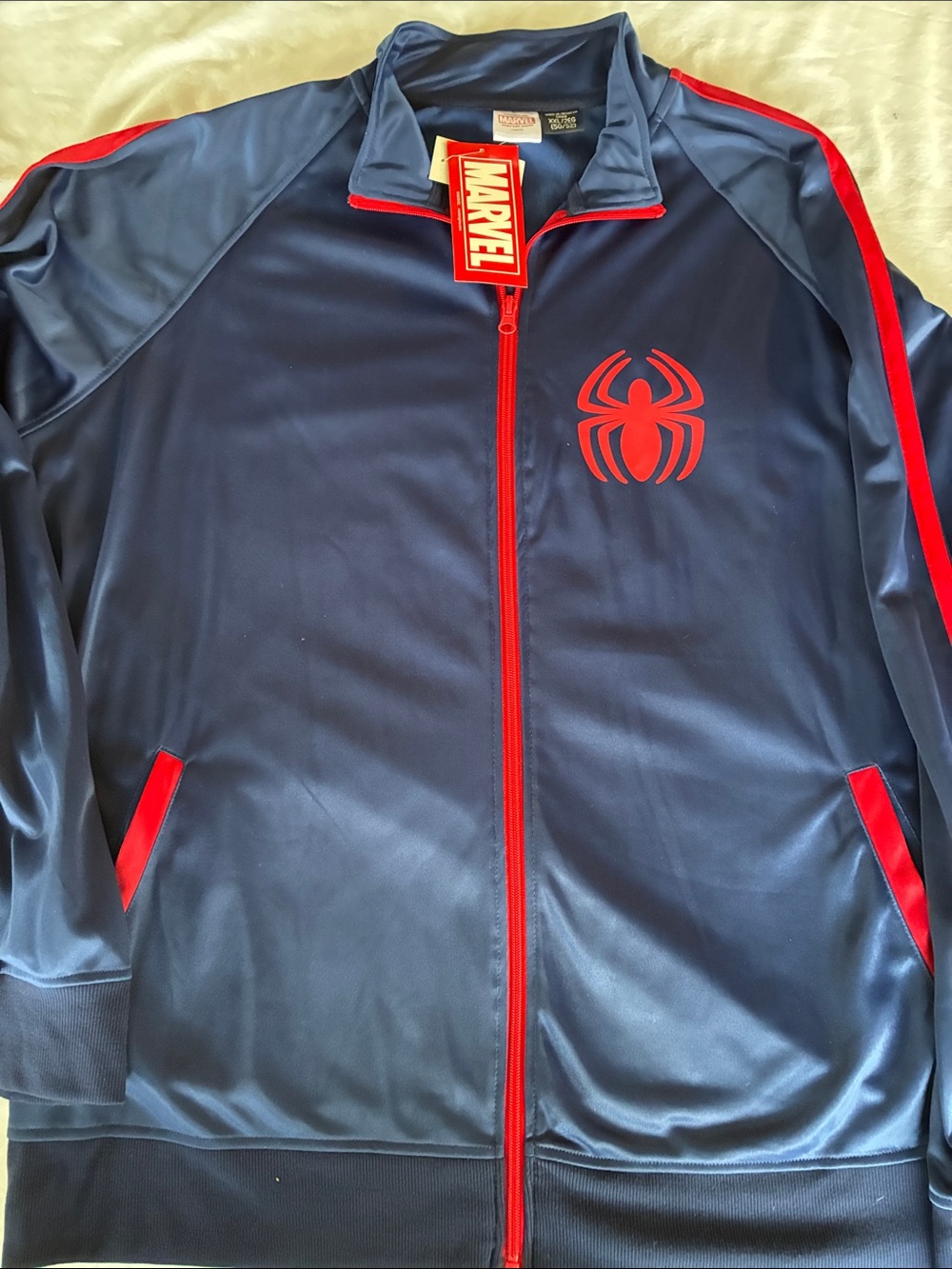Unisex Marvel Navy and Red Spider Emblem Track Windbreaker